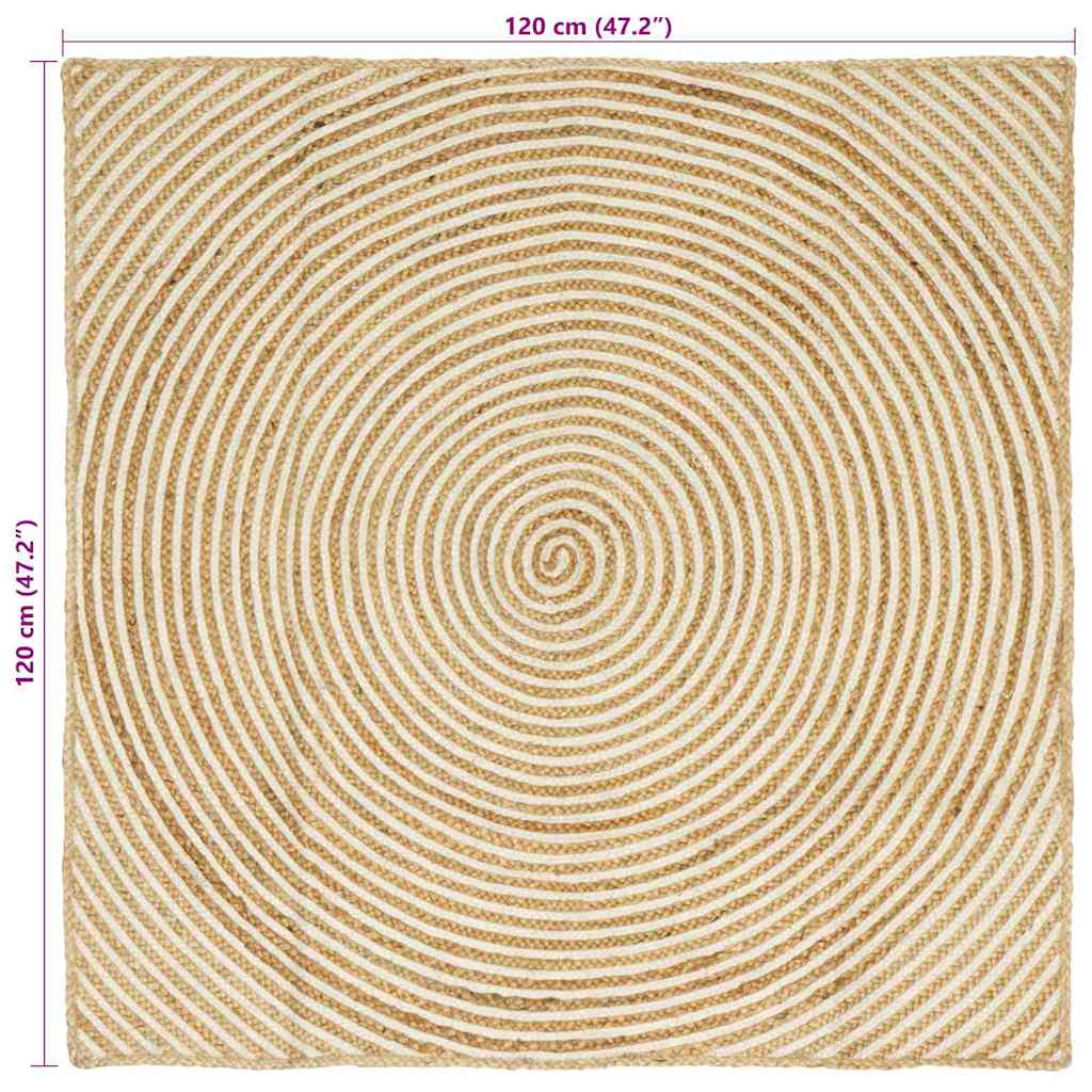 Tappeto Naturale e Bianco 120 x 120 cm Juta