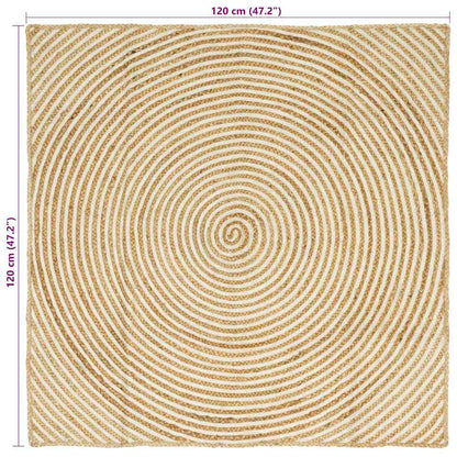 Tappeto Naturale e Bianco 120 x 120 cm Juta