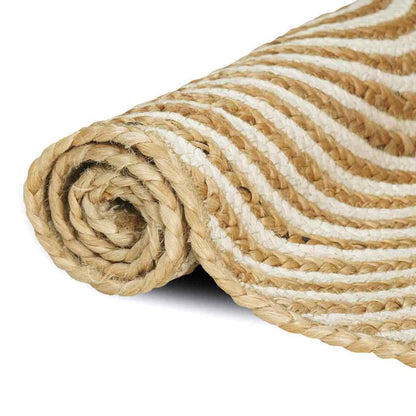 Tappeto Naturale e Bianco 140 x 200 cm Juta