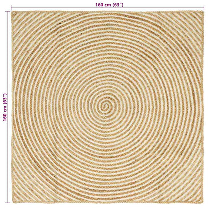 Tappeto Naturale e Bianco 160 x 160 cm Juta