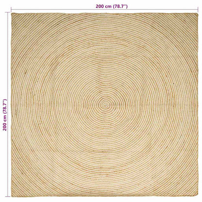 Tappeto Naturale e Bianco 200 x 200 cm Juta