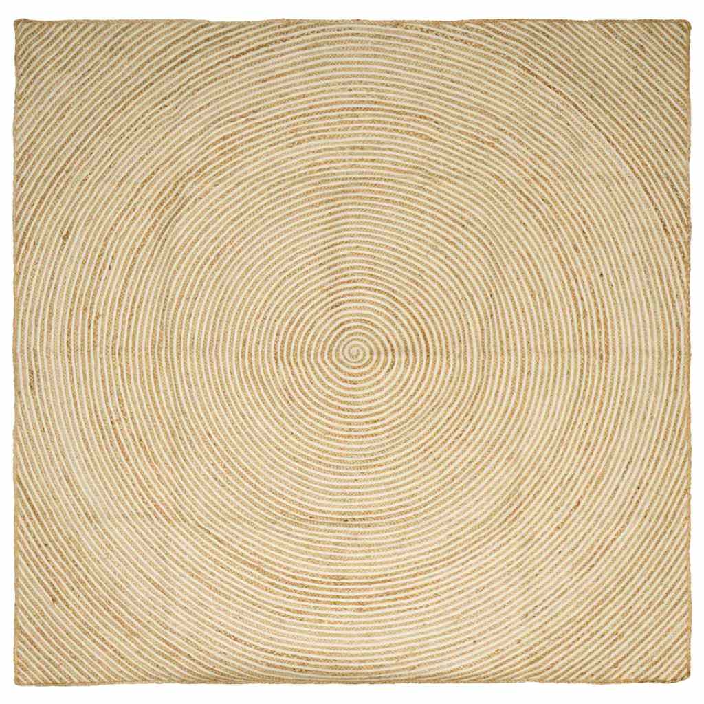 Tappeto Naturale e Bianco 240 x 240 cm Juta