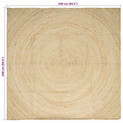Tappeto Naturale e Bianco 240 x 240 cm Juta