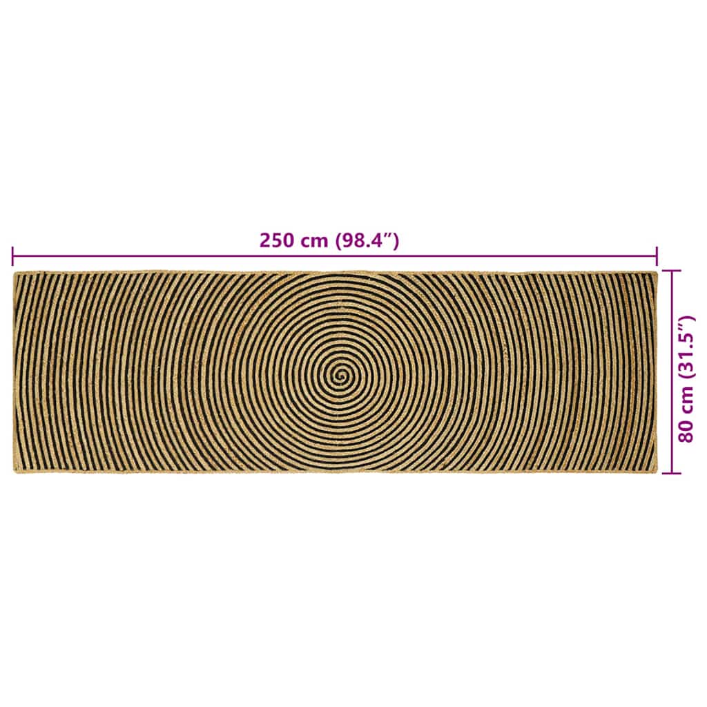 Tappeto Naturale e Nero 80 x 250 cm Juta | homemem39