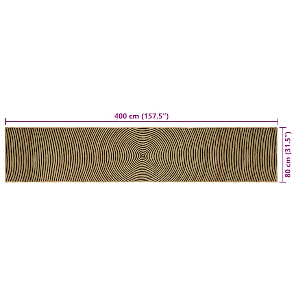 Tappeto Naturale e Nero 80 x 400 cm Juta | homemem39