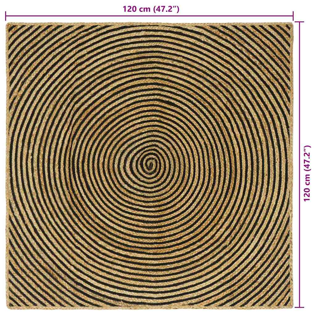 Tappeto Naturale e Nero 120 x 120 cm Juta | homemem39