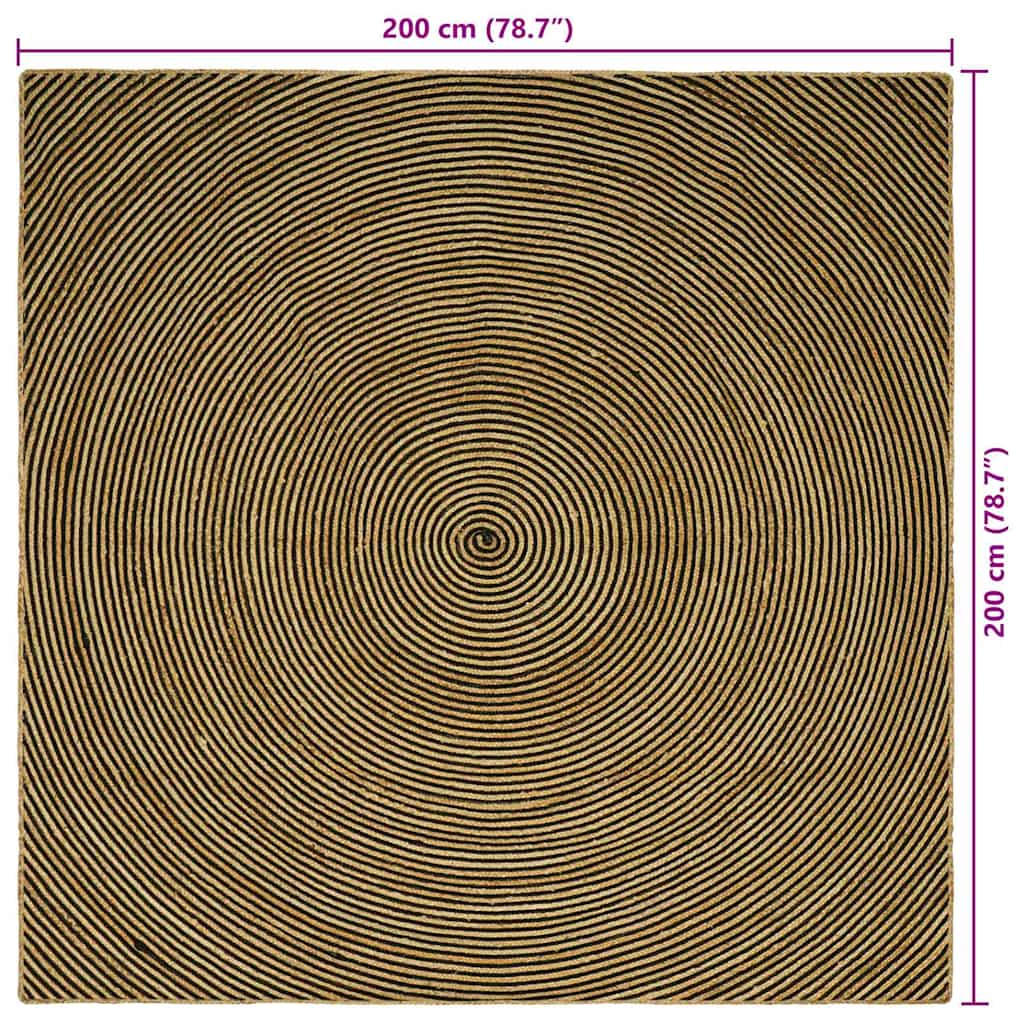 Tappeto Naturale e Nero 200 x 200 cm Juta | homemem39