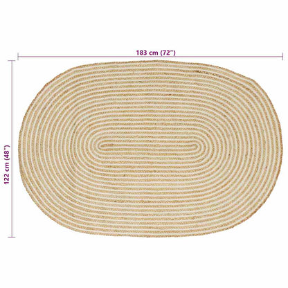 Tappeto Naturale e Bianco 122 x 183 cm Juta