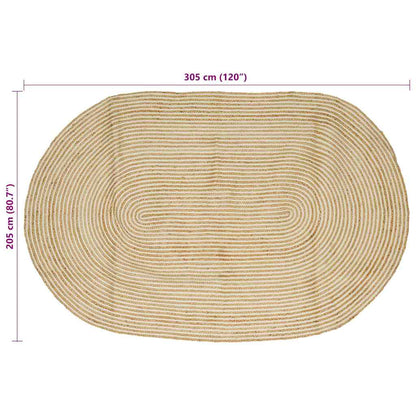 Tappeto Naturale e Bianco 205 x 305 cm Juta