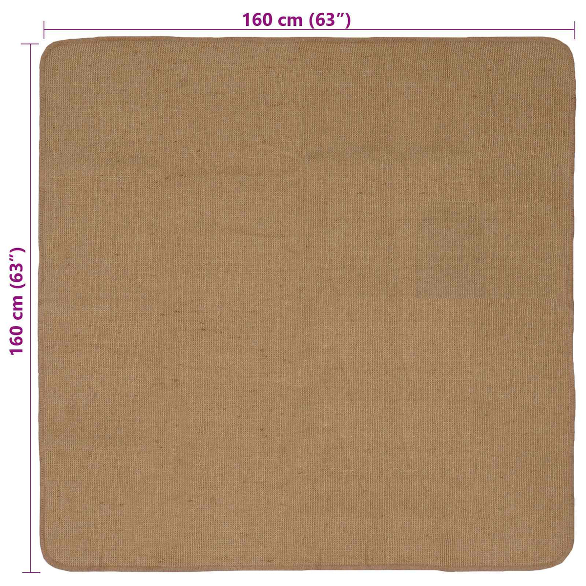 Tappeto da Area Marrone Chiaro 160 x 160 cm Juta