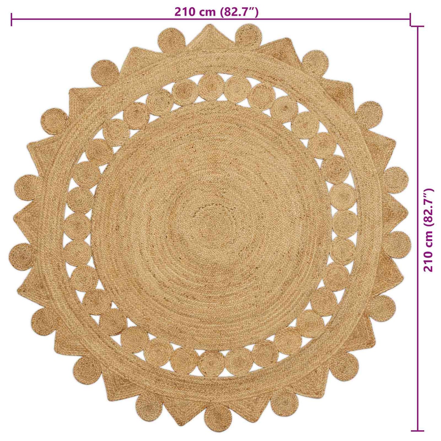 Tappeto Marrone Ø 210 cm Juta