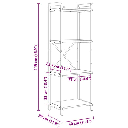 Libreria Rovere fumo 40 x 30 x 118 cm Legno multistrato