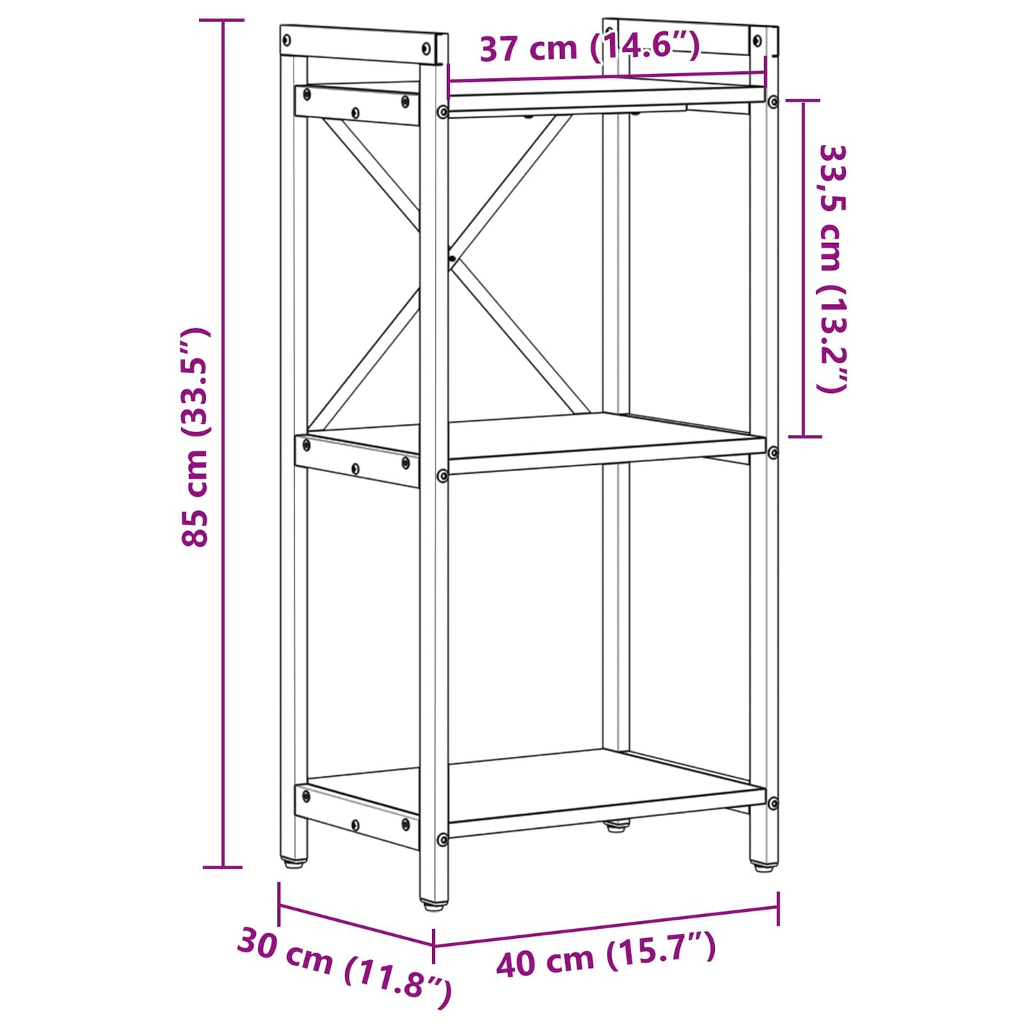 Libreria Grigio sonoma 40 x 30 x 85 cm Legno multistrato | homemem39