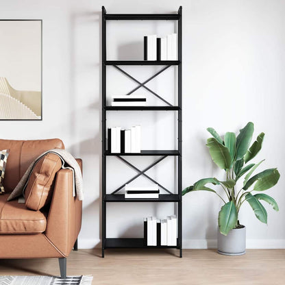 Libreria Rovere nero 60 x 30 x 188 cm Legno multistrato