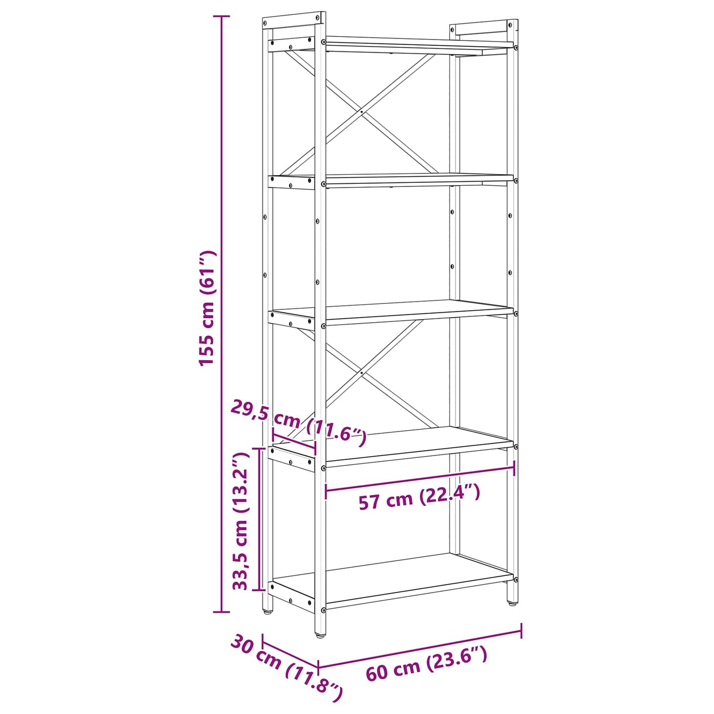Libreria Rovere Sonoma 60 x 30 x 155 cm Legno multistrato | homemem39