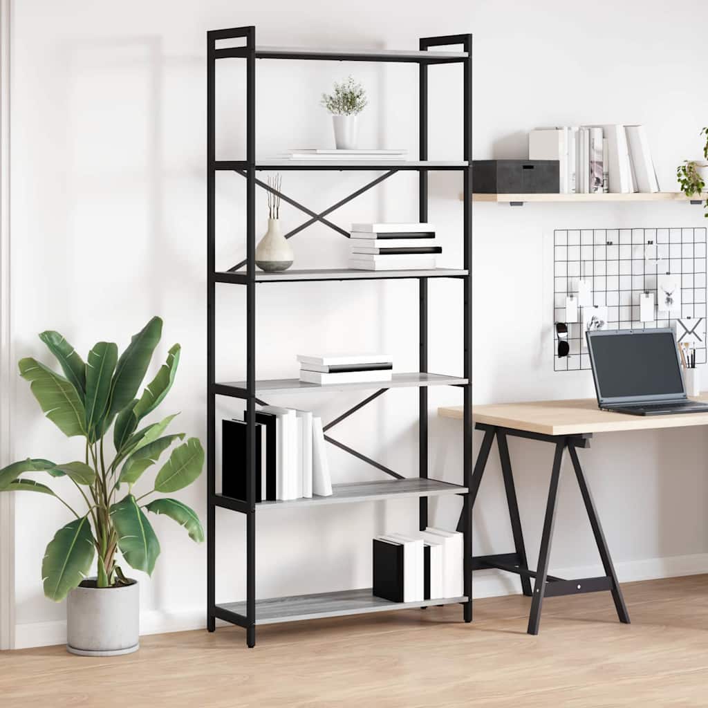 Libreria Grigio sonoma 80 x 30 x 188 cm Legno multistrato