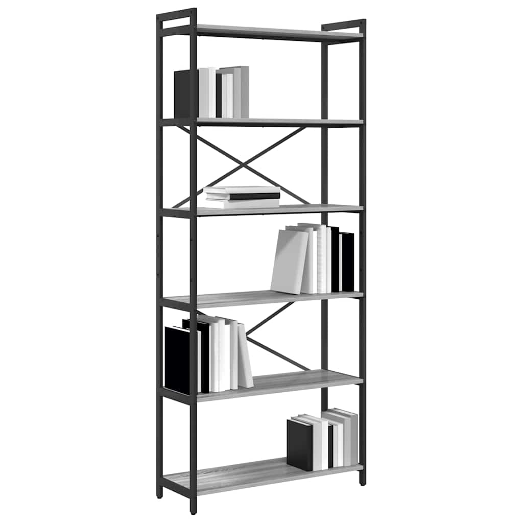 Libreria Grigio sonoma 80 x 30 x 188 cm Legno multistrato