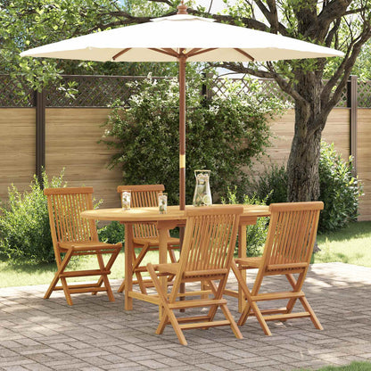 Set da Pranzo per Giardino 5 pcs Marrone Legno di teak solido