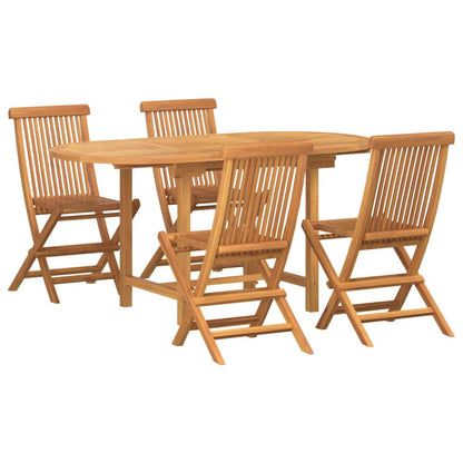 Set da Pranzo per Giardino 5 pcs Marrone Legno massello di teak
