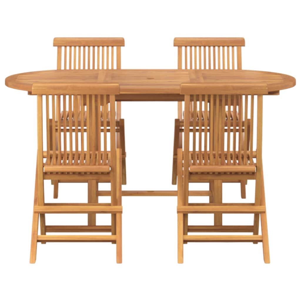 Set da Pranzo per Giardino 5 pcs Marrone Legno massello di teak