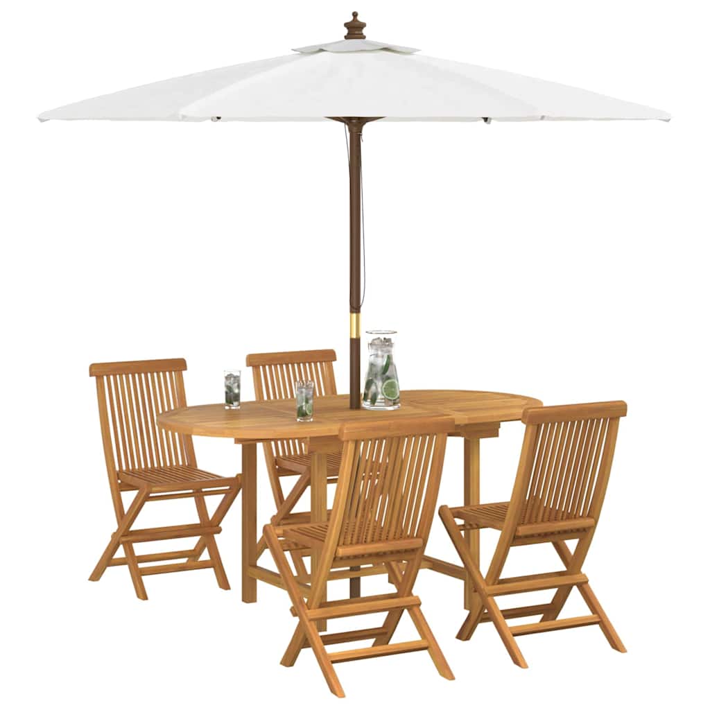 Set da Pranzo per Giardino 5 pcs Marrone Legno massello di teak