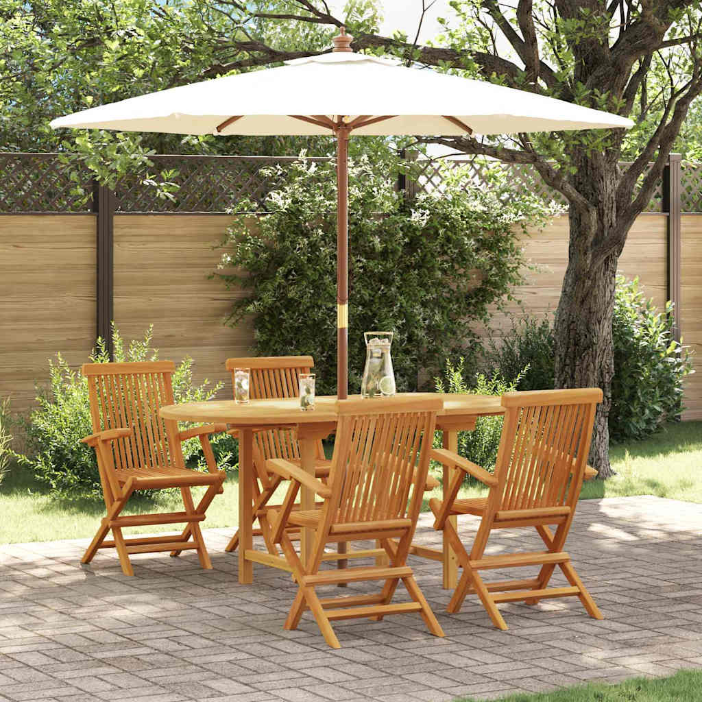 Set da Pranzo per Giardino 5 pcs Marrone Legno massello di teak