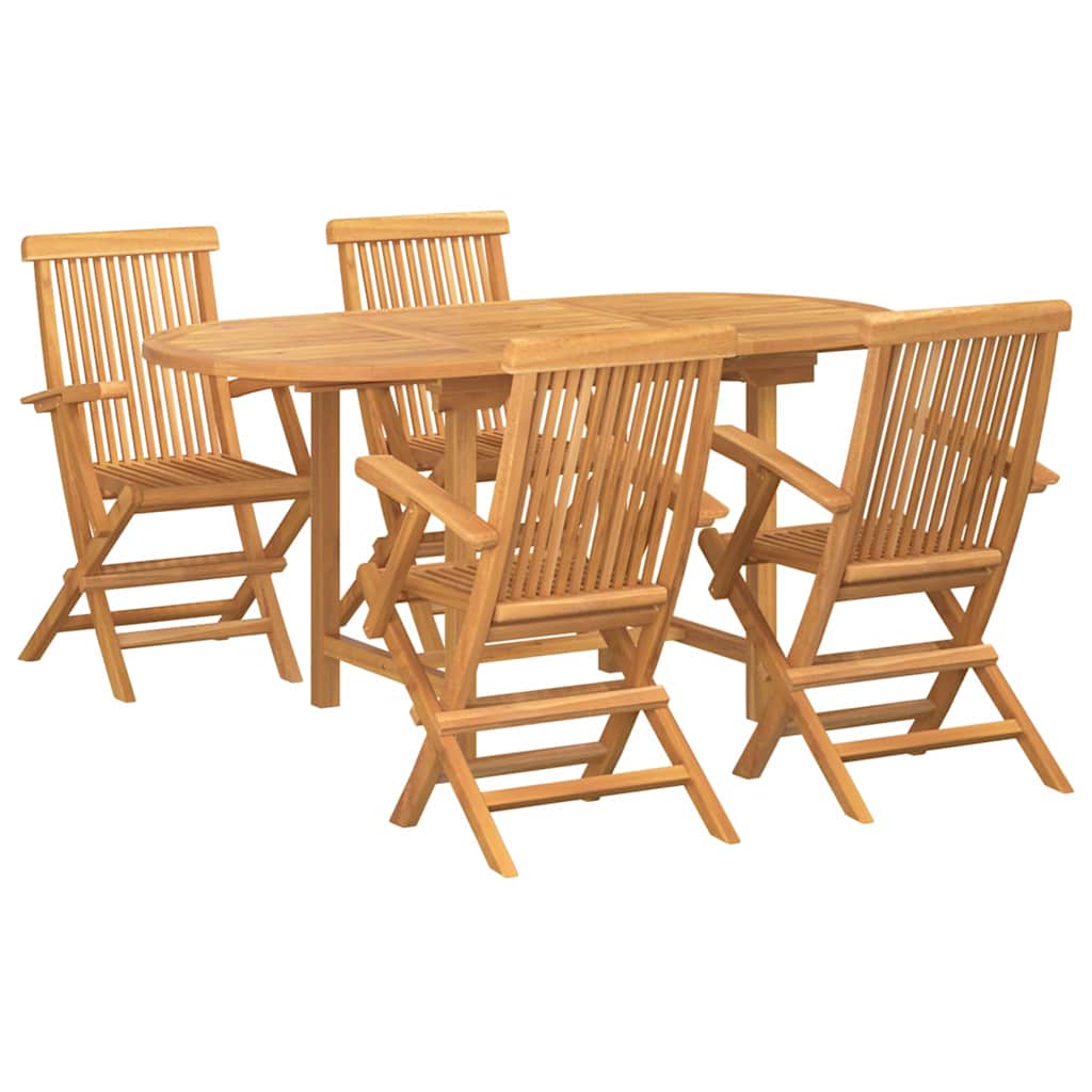 Set da Pranzo per Giardino 5 pcs Marrone Legno massello di teak