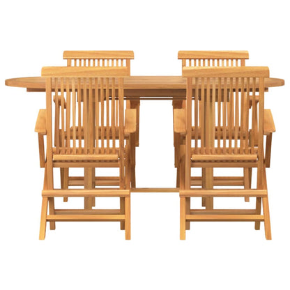 Set da Pranzo per Giardino 5 pcs Marrone Legno massello di teak