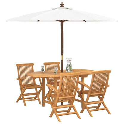 Set da Pranzo per Giardino 5 pcs Marrone Legno di teak solido