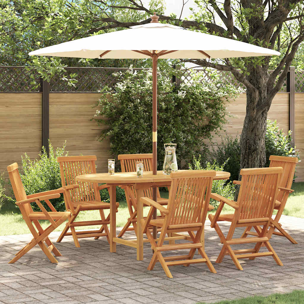 Set da Pranzo per Giardino 7 pcs Marrone Legno massello di teak