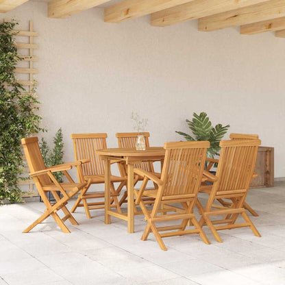Set da Pranzo per Giardino 7 pcs Marrone Legno massello di teak