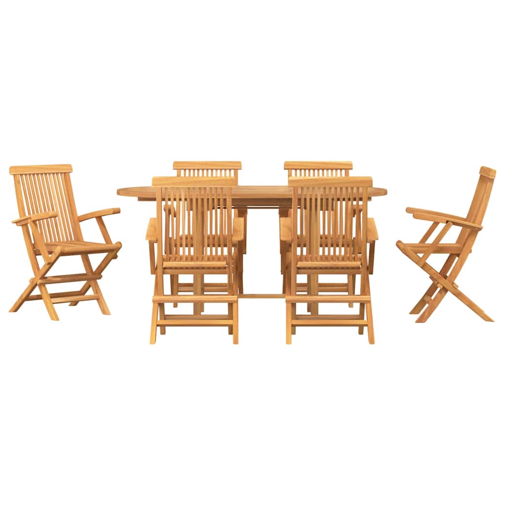 Set da Pranzo per Giardino 7 pcs Marrone Legno massello di teak