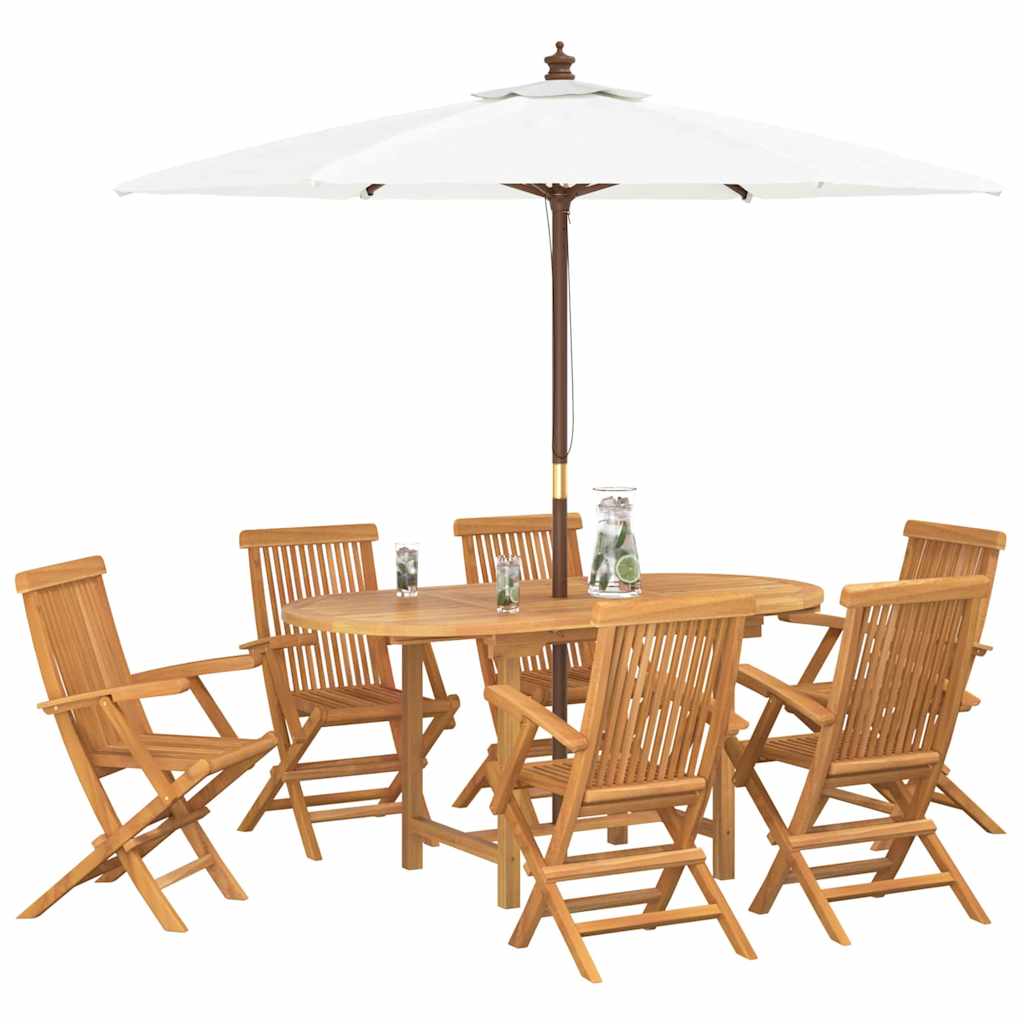 Set da Pranzo per Giardino 7 pcs Marrone Legno massello di teak