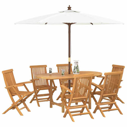 Set da Pranzo per Giardino 7 pcs Marrone Legno massello di teak