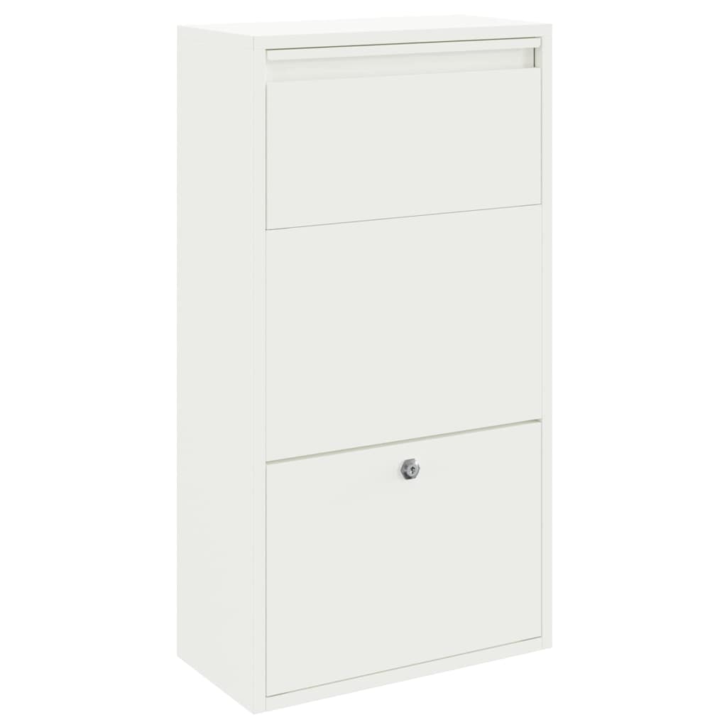 Cassetta per pacchi con porta Bianco 44 x 22 x 82 cm Acciaio | homemem39