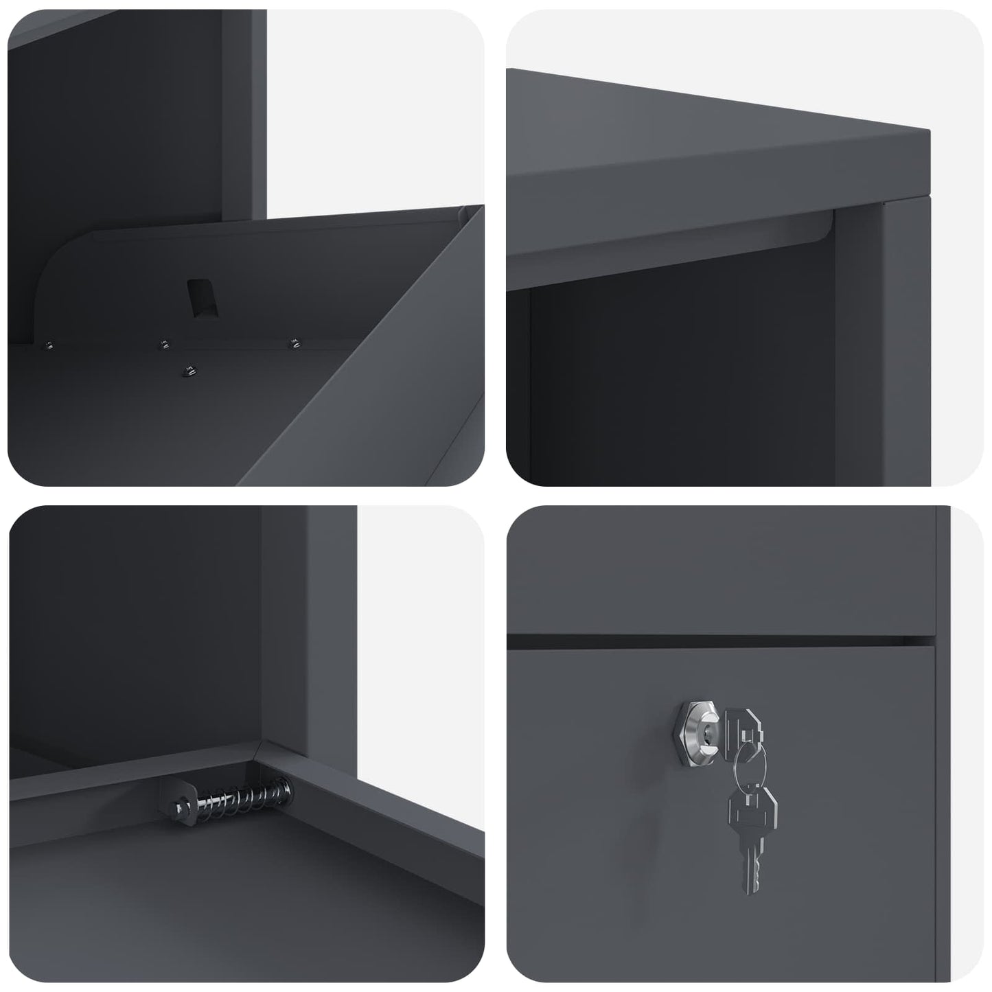 Cassetta per pacchi con porta Antracite 44 x 22 x 82 cm Acciaio | homemem39