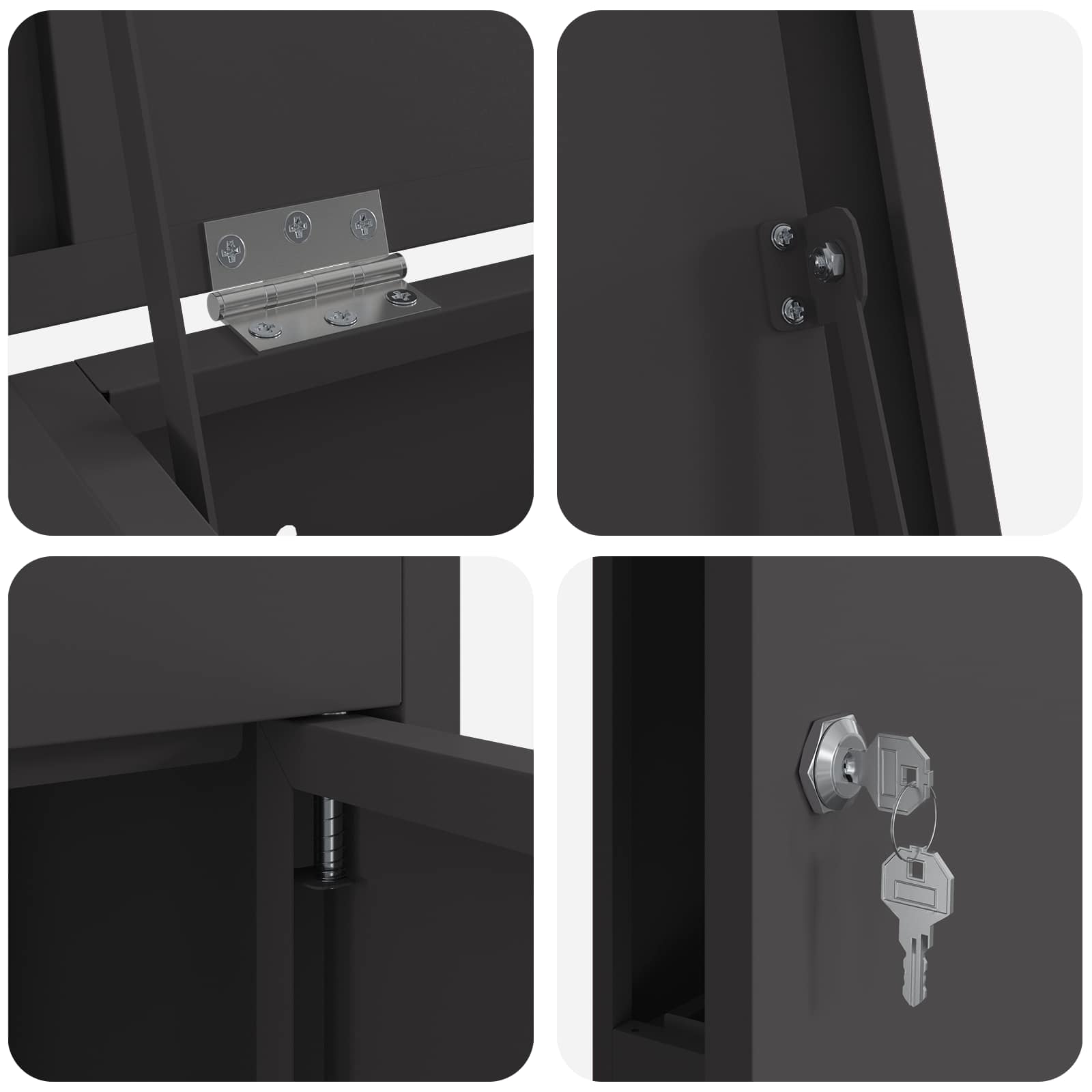 Cassetta per pacchi con porta Nero 44,5 x 29 x 110,5 cm Acciaio | homemem39