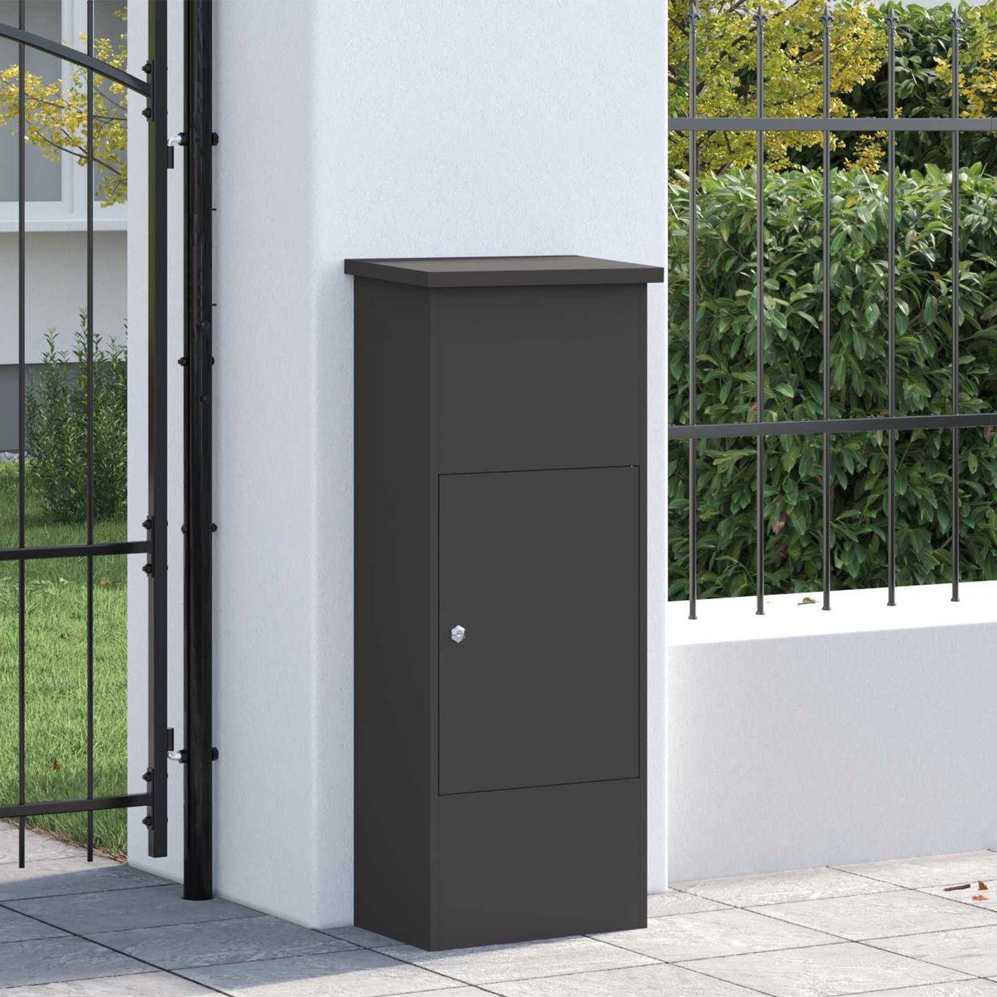 Cassetta per pacchi con porta Nero 44,5 x 29 x 110,5 cm Acciaio | homemem39