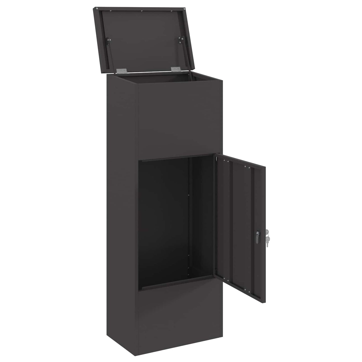 Cassetta per pacchi con porta Nero 44,5 x 29 x 110,5 cm Acciaio | homemem39