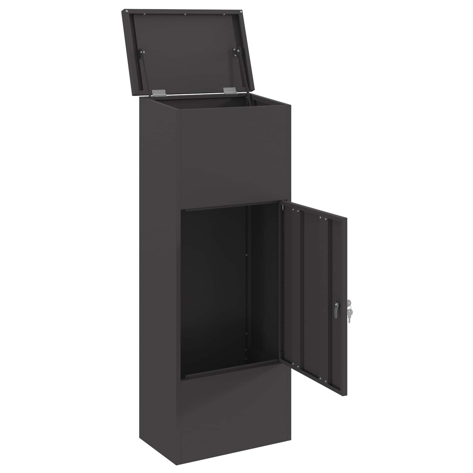 Cassetta per pacchi con porta Nero 44,5 x 29 x 110,5 cm Acciaio | homemem39