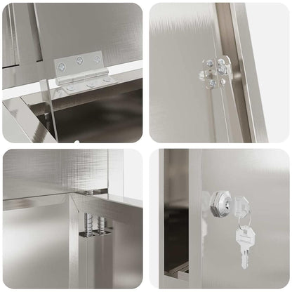 Cassetta per pacchi con porta Argento 44,5 x 29 x 110,5 cm | homemem39