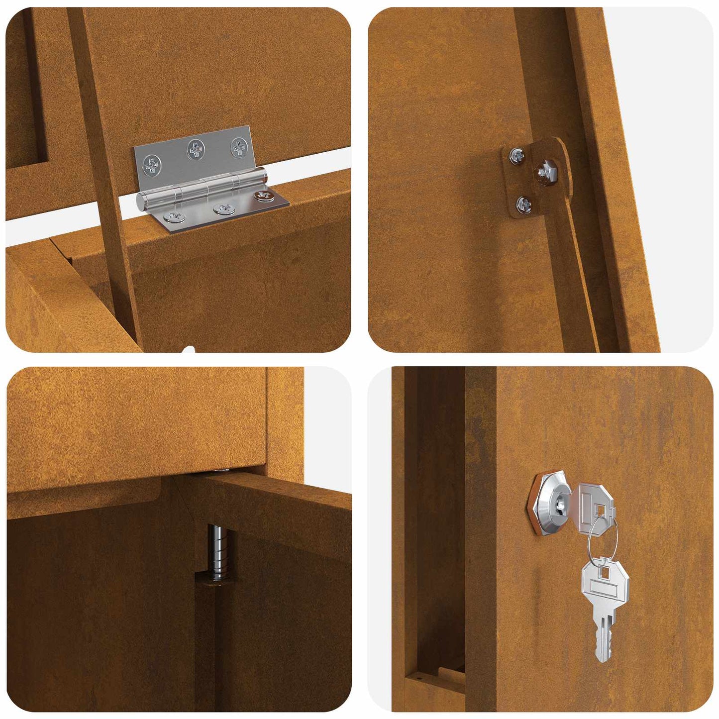 Cassetta per pacchi con porta Ruggine 44,5 x 29 x 110,5 cm | homemem39