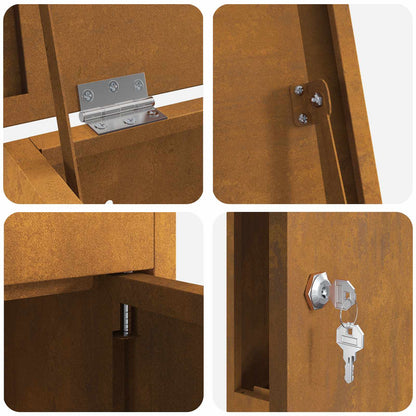 Cassetta per pacchi con porta Ruggine 44,5 x 29 x 110,5 cm | homemem39