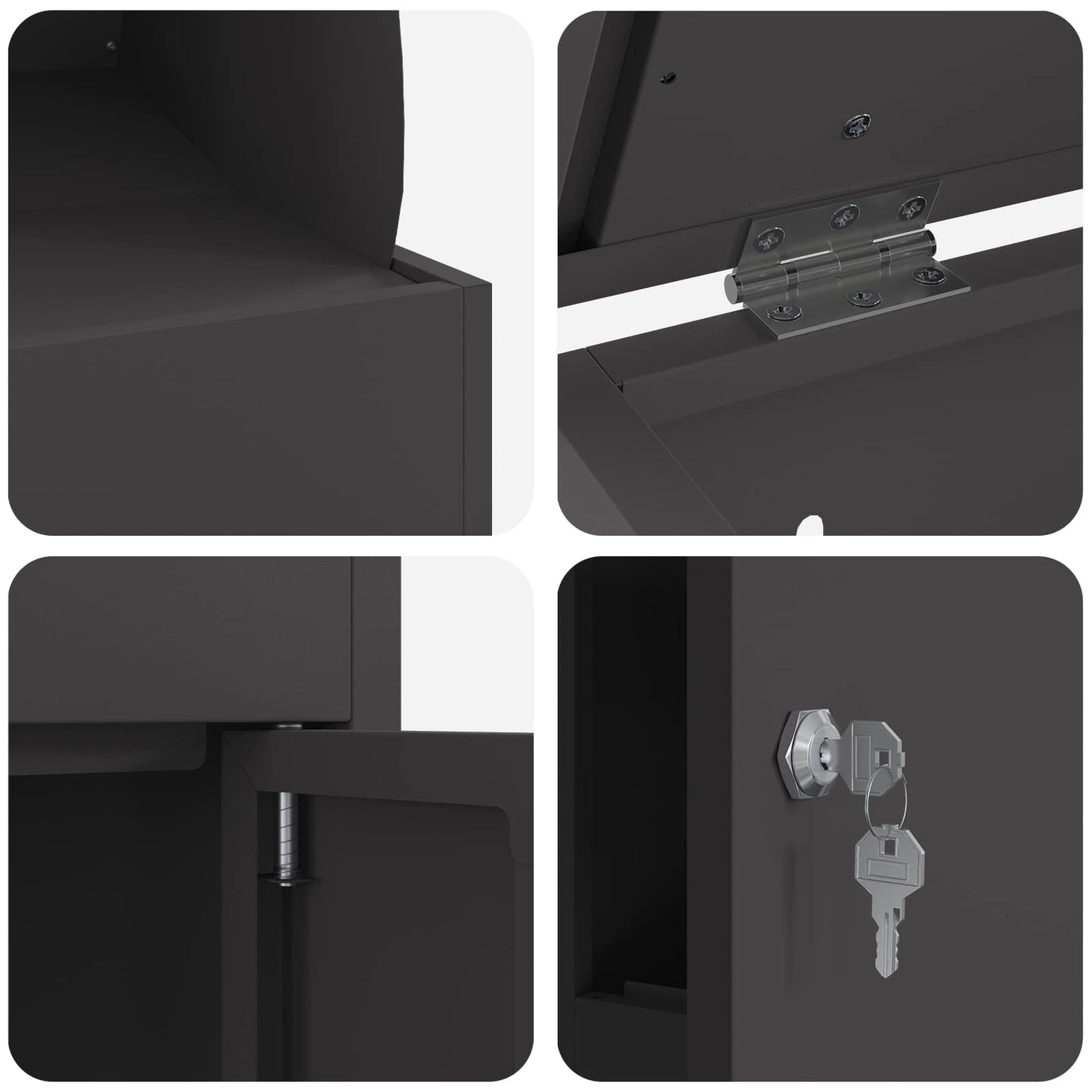 Cassetta per pacchi con porta Nero 47.5 x 38 x 59 cm Acciaio | homemem39