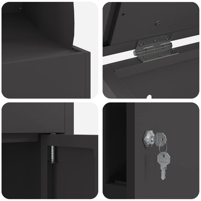 Cassetta per pacchi con porta Nero 47.5 x 38 x 59 cm Acciaio | homemem39