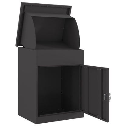 Cassetta per pacchi con porta Nero 47.5 x 38 x 59 cm Acciaio | homemem39