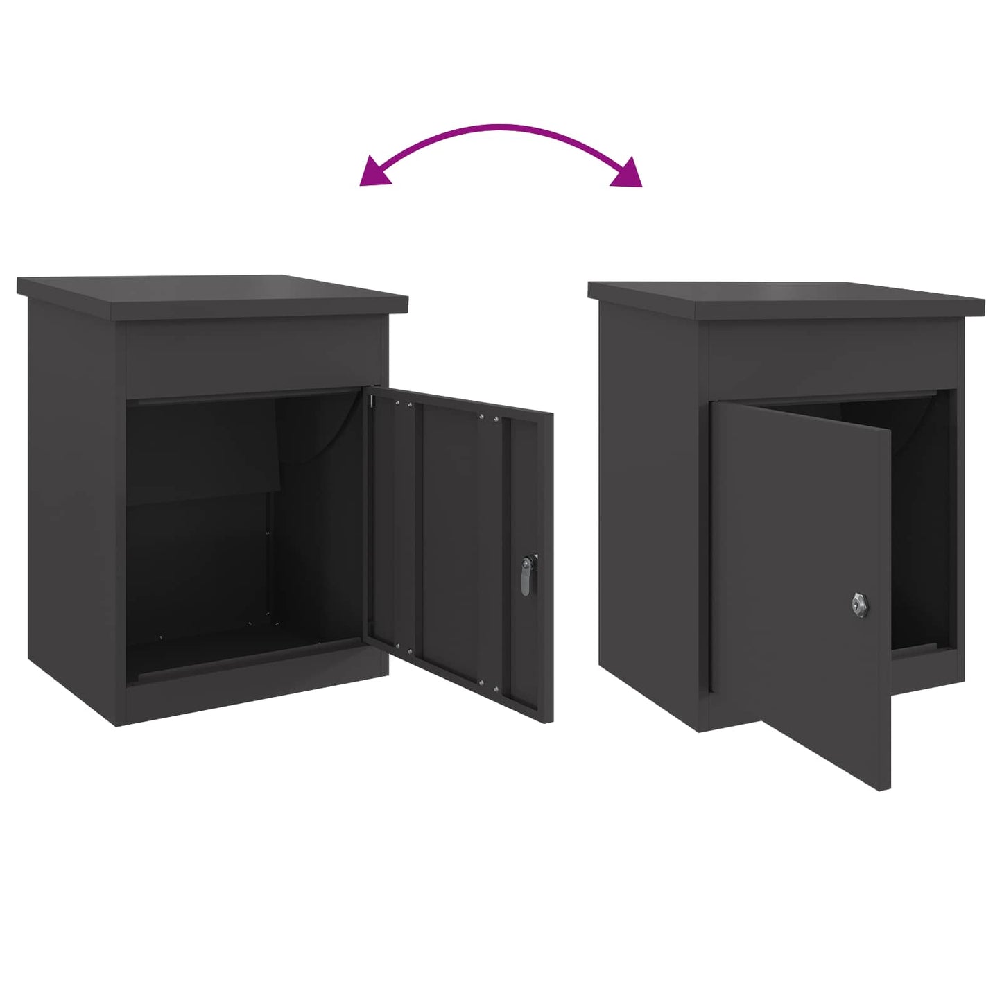 Cassetta per pacchi con porta Nero 47.5 x 38 x 59 cm Acciaio | homemem39