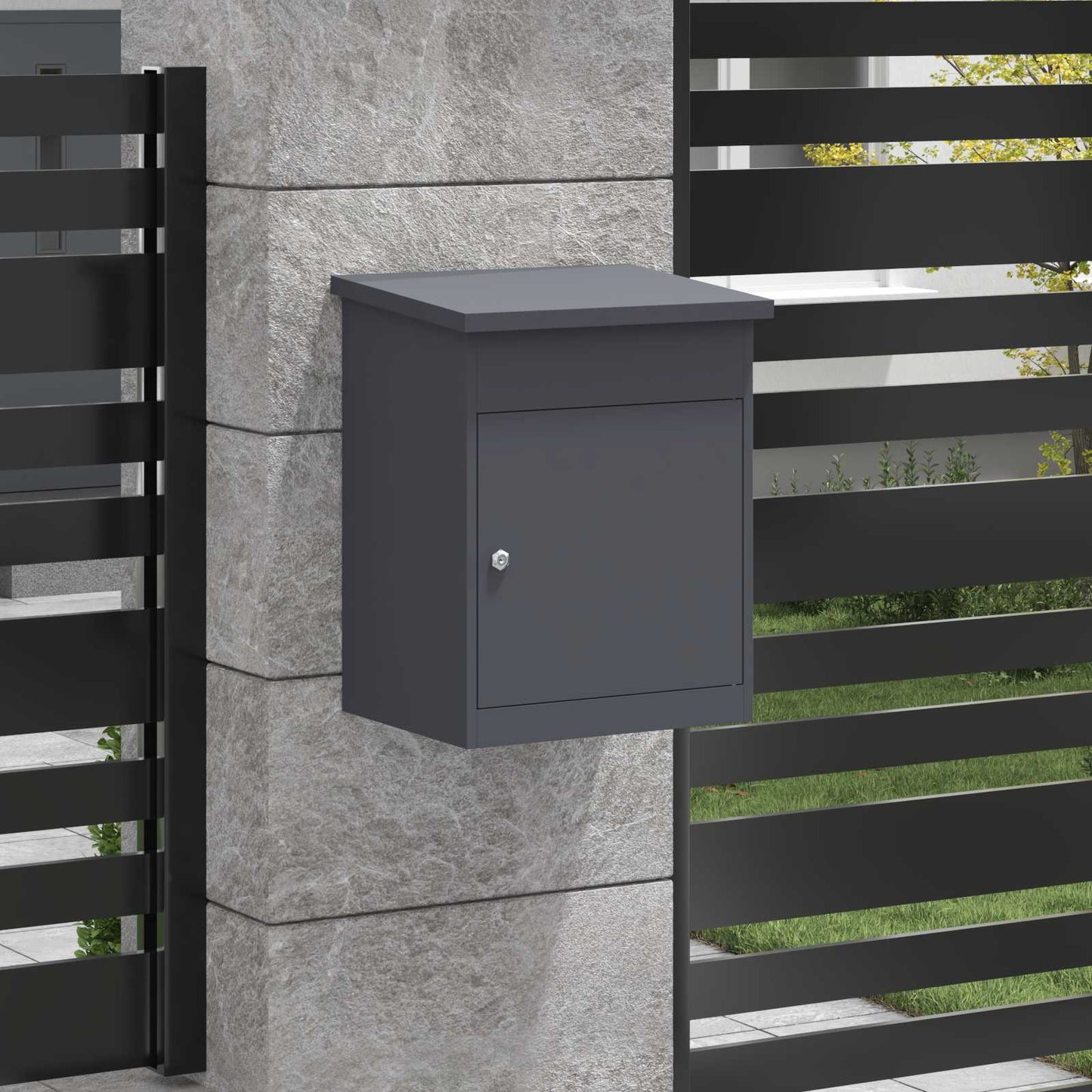 Cassetta per pacchi Antracite 47.5 x 38 x 59 cm Acciaio | homemem39