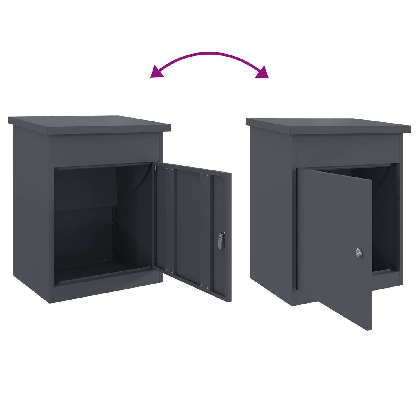 Cassetta per pacchi Antracite 47.5 x 38 x 59 cm Acciaio | homemem39