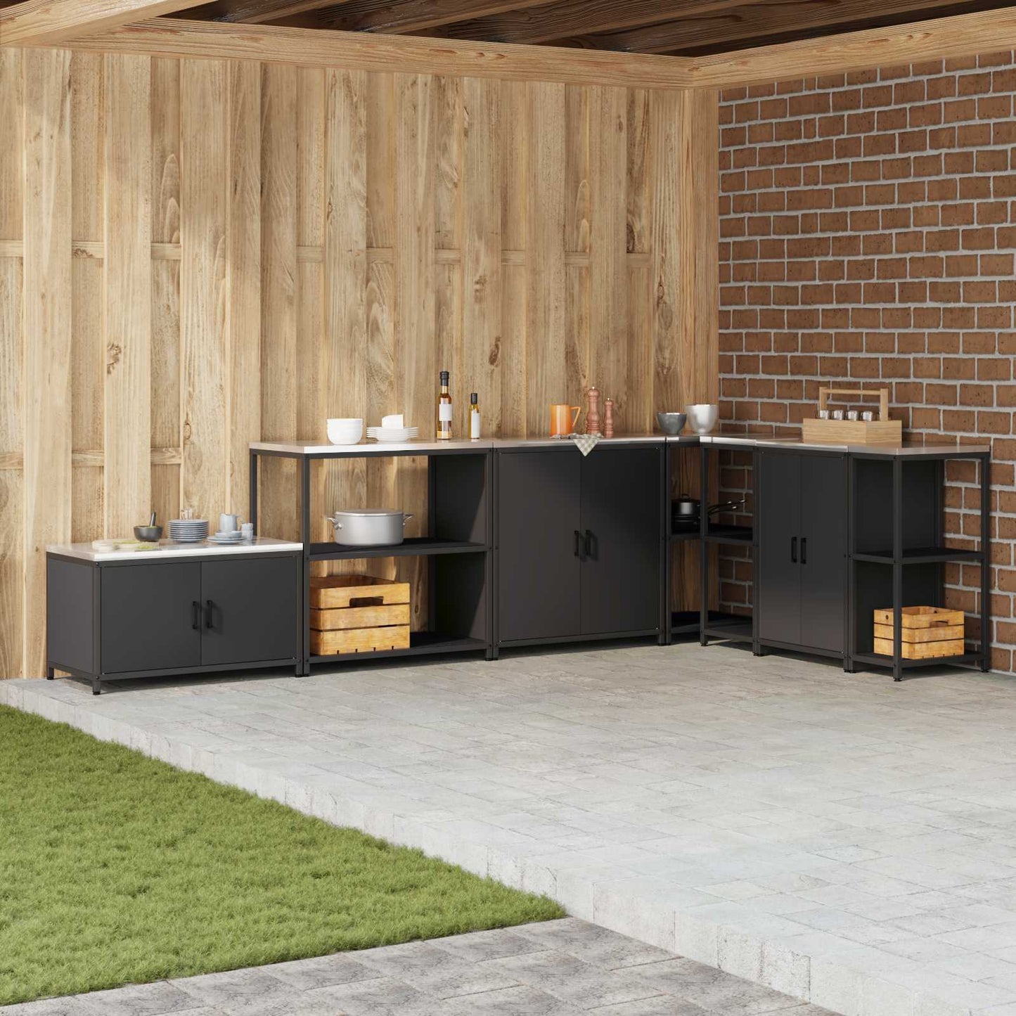 Stoccaggio in cucina HATTEM Nero 90 x 50 x 92 cm Acciaio | homemem39